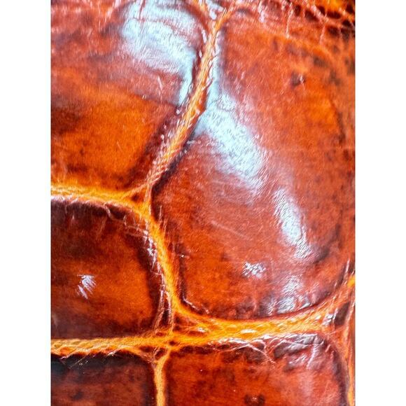 Dooney & Bourke Womens Brown Croco Embossed Leather Double Strap Tassel Bag - Picture 8 of 12